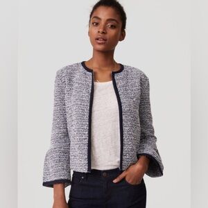 Ann Taylor Loft Knit Tweed Bell Sleeve Jacket